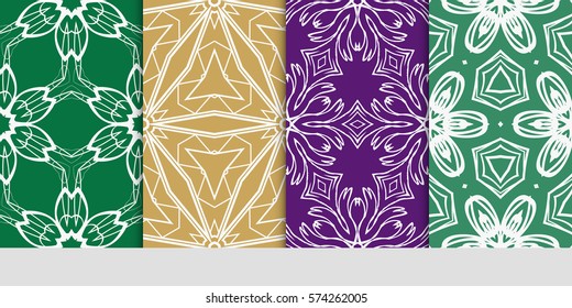 set of decorative floral seamless pattern. lace ornament. Vector illustration. for design invitation, background, wallpaper