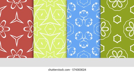 set of decorative floral seamless pattern. lace ornament. Vector illustration. for design invitation, background, wallpaper