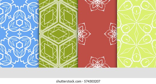 set of decorative floral seamless pattern. lace ornament. Vector illustration. for design invitation, background, wallpaper