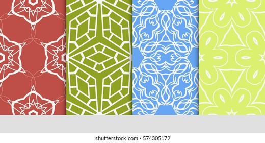 set of decorative floral seamless pattern. lace ornament. Vector illustration. for design invitation, background, wallpaper