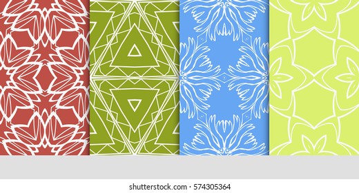set of decorative floral seamless pattern. lace ornament. Vector illustration. for design invitation, background, wallpaper