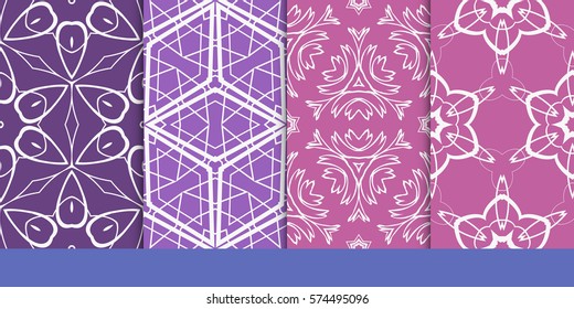 set of decorative floral seamless pattern. vector illustration. for invitation, greeting card, wallpaper, interior design