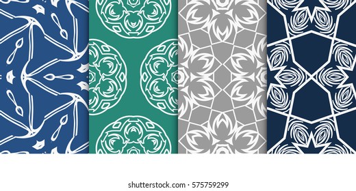 set of decorative floral seamless pattern. vector illustration. for design, fabric, invitation, print