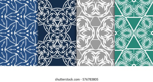 set of decorative floral seamless pattern. vector illustration. for design, fabric, invitation, print
