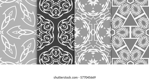 set of decorative floral seamless pattern. vector illustration. for design, fabric, invitation, print