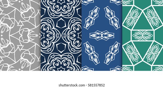 set of decorative floral seamless pattern. vector illustration. for design, fabric, invitation, print
