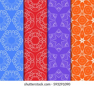set of decorative floral seamless pattern. lace ornament. Vector illustration. for design invitation, background, wallpaper