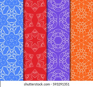 set of decorative floral seamless pattern. lace ornament. Vector illustration. for design invitation, background, wallpaper