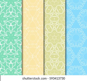 set of decorative floral seamless pattern. lace ornament. Vector illustration. for design invitation, background, wallpaper