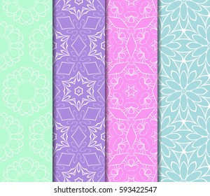 set of decorative floral seamless pattern. lace ornament. Vector illustration. for design invitation, background, wallpaper