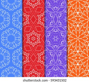 set of decorative floral seamless pattern. lace ornament. Vector illustration. for design invitation, background, wallpaper