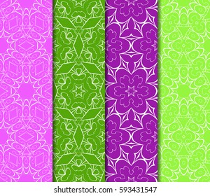 set of decorative floral seamless pattern. lace ornament. Vector illustration. for design invitation, background, wallpaper