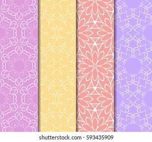 set of decorative floral seamless pattern. lace ornament. Vector illustration. for design invitation, background, wallpaper