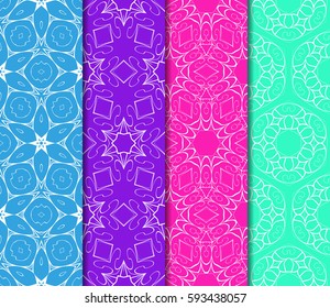 set of decorative floral seamless pattern. lace ornament. Vector illustration. for design invitation, background, wallpaper