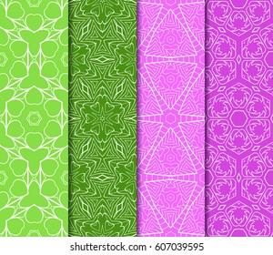 set of decorative floral seamless pattern background. Luxury texture for wallpaper, invitation. Vector illustration.