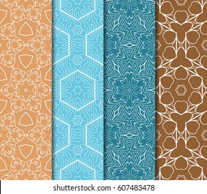 set of decorative floral seamless pattern background. Luxury texture for wallpaper, invitation. Vector illustration.