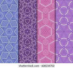 set of decorative floral seamless pattern background. Luxury texture for wallpaper, invitation. Vector illustration.