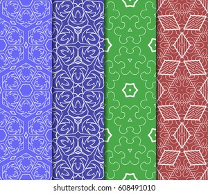 set of decorative floral seamless pattern background. Luxury texture for wallpaper, invitation. Vector illustration.