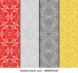 set of decorative floral seamless pattern background. Luxury texture for wallpaper, invitation. Vector illustration.
