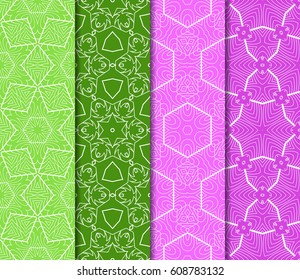 set of decorative floral seamless pattern background. Luxury texture for wallpaper, invitation. Vector illustration.