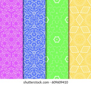 set of decorative floral seamless pattern background. Luxury texture for wallpaper, invitation. Vector illustration.