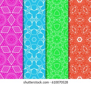 set of decorative floral seamless pattern background. Luxury texture for wallpaper, invitation. Vector illustration.