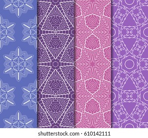 set of decorative floral seamless pattern background. Luxury texture for wallpaper, invitation. Vector illustration.