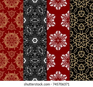 set of decorative floral seamless pattern background. Luxury texture for wallpaper, invitation. Vector illustration.
