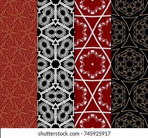 set of decorative floral seamless pattern background. Luxury texture for wallpaper, invitation. Vector illustration.