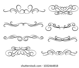 Set Ornamental Filigree Flourishes Thin Dividers Stock Vector (Royalty ...