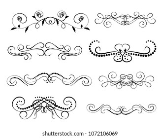 Set of decorative florish dividers, borders.