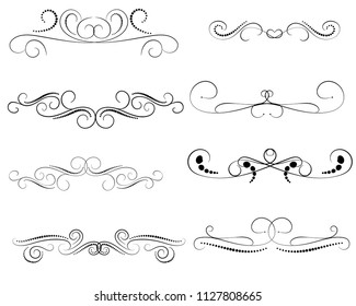 Set Ornamental Filigree Flourishes Thin Dividers Stock Vector (Royalty ...