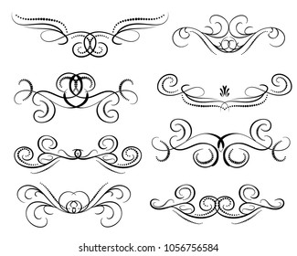 Set of decorative flourish dividers, borders.