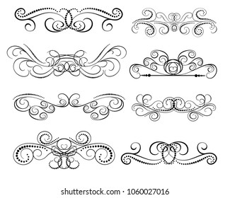 Set of decorative flourish dividers, borders.
