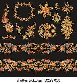 Set of decorative flourish elements, ornametnal ribbons
