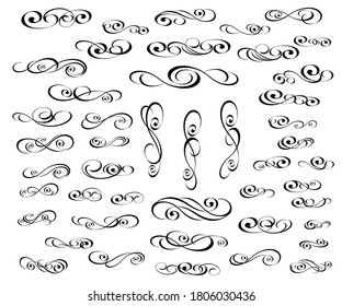 Set of decorative flourish elements for your projects.Isolated, editable black on white .