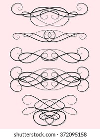 Set of decorative flourish vector swirls. Vintage design elements collection  for greeting cards