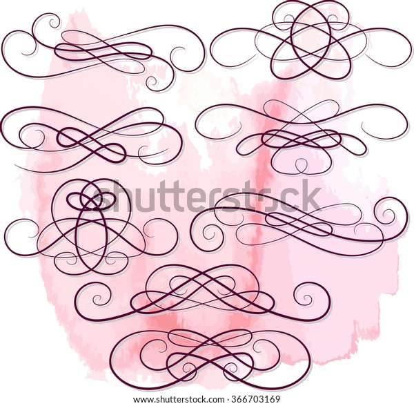 Set of decorative\
flourish vector swirls. Vintage design elements collection  for\
greeting cards 