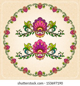 Set of decorative flower elements. Vector illustration for your design