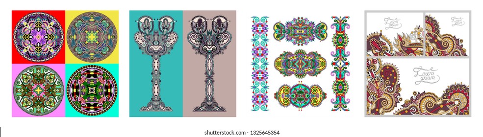 set of decorative flower template banner, card, web design with place for your text, vector illustration