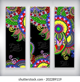 set of decorative flower template banner, card, web design with place for your text, vector illustration