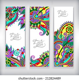 set of decorative flower template banner, card, web design with place for your text, vector illustration