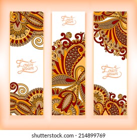 set of decorative flower template banner, card, web design with place for your text, vector illustration