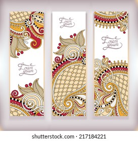 set of decorative flower template banner, card, web design with place for your text, vector illustration