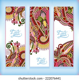set of decorative flower template banner, card, web design with place for your text,vector illustration