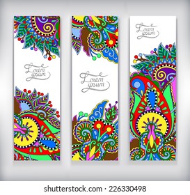 set of decorative flower template banner, card, web design with place for your text,vector illustration
