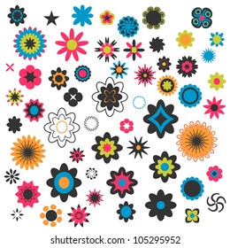 A set of decorative flowers