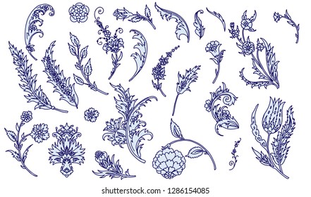 Set of decorative flowers