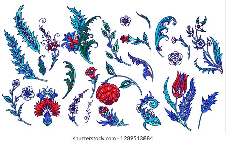 Conjunto de flores decorativas