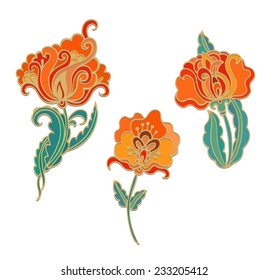 Set of decorative flowers